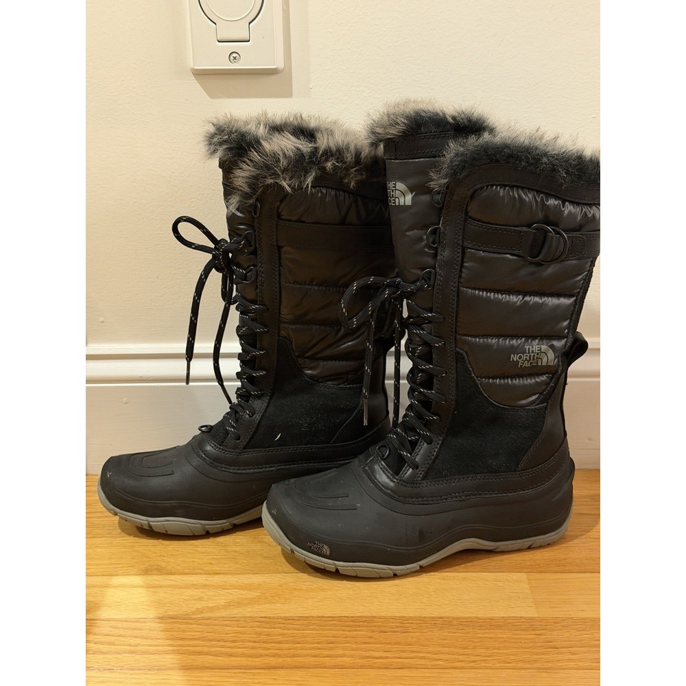 The North Face Shellista tall winter snow boots, Black, Women's US 6.5